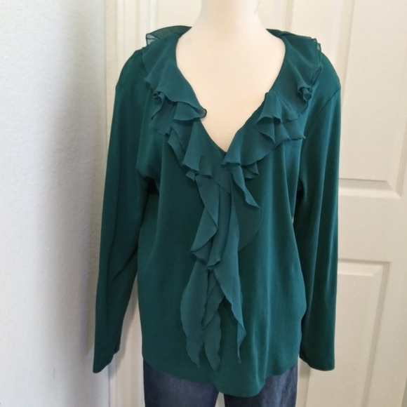 Jones New York Ruffled Collar top - Picture 1 of 2